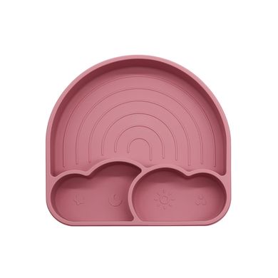 Силіконова секційна тарілка Twins Rainbow Rose Pink
