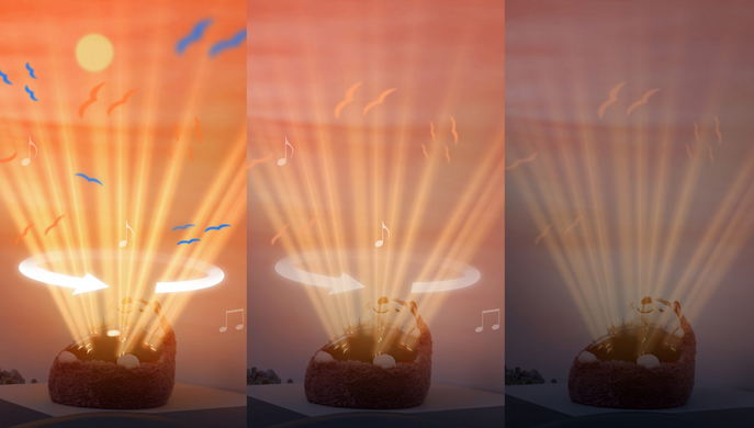 ГЕНРІ Їжачок - Нічник з рухомою проекцією заходу сонця і літаючих птахів, із заспокійливими мелодіями