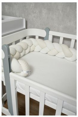 Бампер - косичка Twins 3-х прядна 120 см Pastel 2020-K3-120P-202, ecru, беж світлий