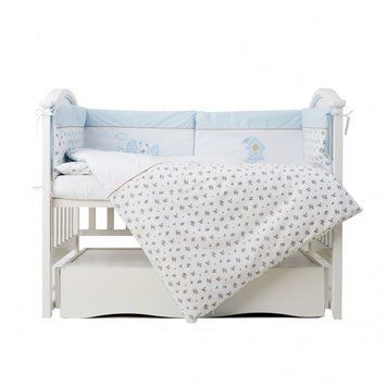 Постільний комплект 6 ел Twins Birds 4021-TB-401, blue/white, білий/блакитний
