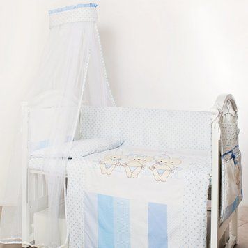 Постільний комплект 8 ел Twins Dolce Друзі зайчики 4060-D-003, blue, голубий