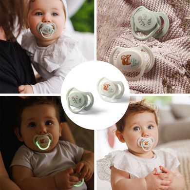 Пустушка симетрична силіконова 6-18 міс. (біла/зелена) BabyOno 1669/02